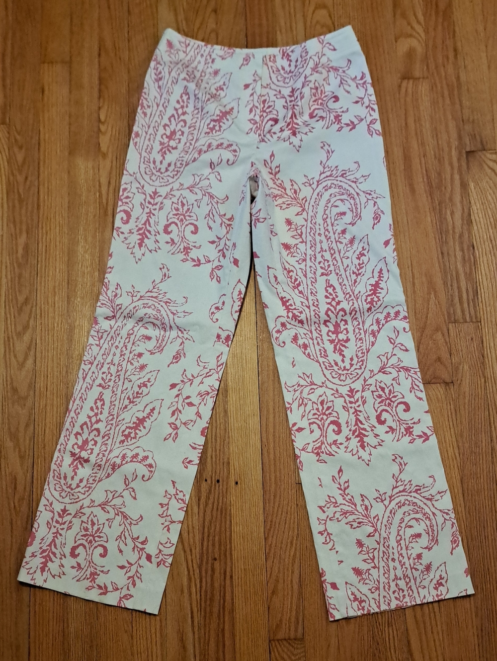 Talbots White Jeans with Pink Paisley Print